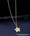 DLR267 - Unique White Stone Flower Design Impon Pendant Chain
