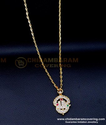 DLR269 - Impon Daily Wear Stone Om Dollar Chain Gold Design