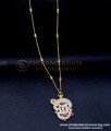 DLR270 - Impon White Stone Tamil Om Dollar with Vel Dollar Chain