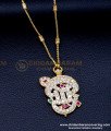 DLR270 - Impon White Stone Tamil Om Dollar with Vel Dollar Chain
