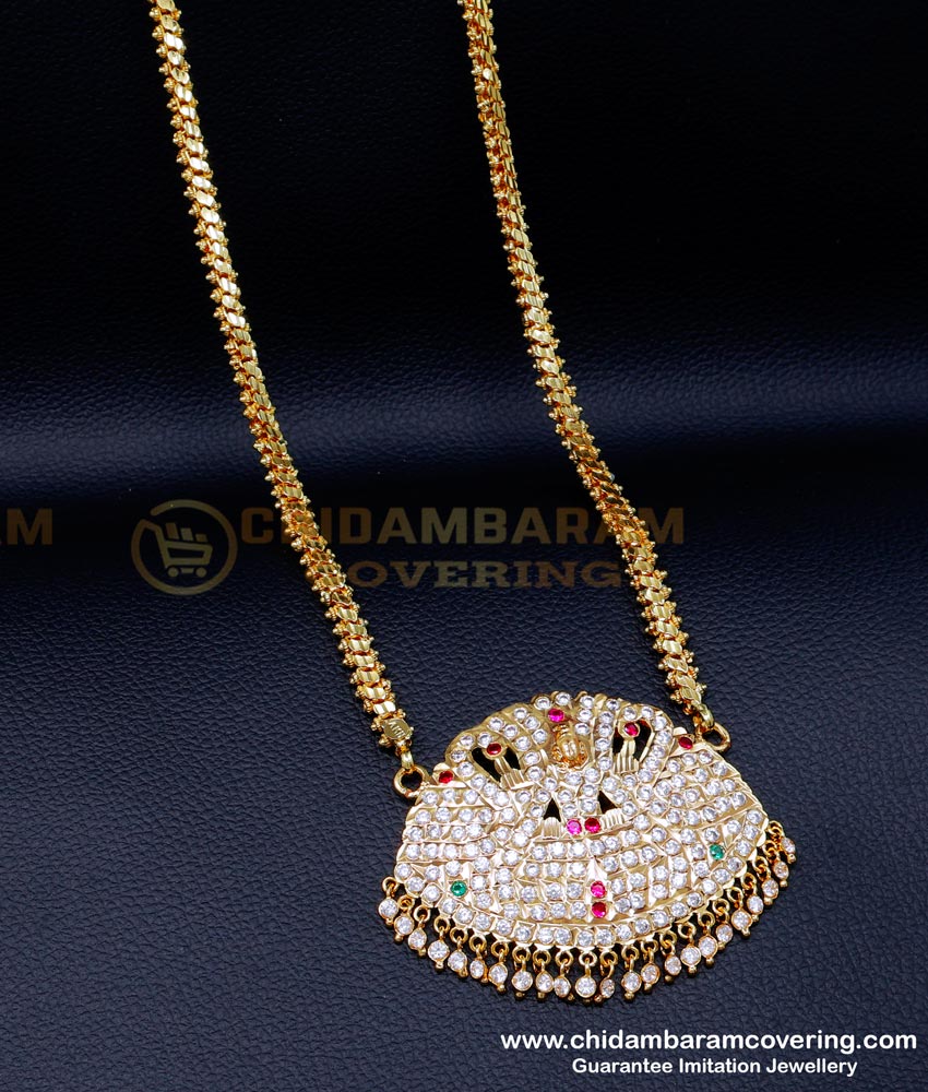 DLR281 - Impon Big Traditional Swan Pendant Gold with Long Chain