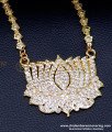 DLR282 - Beautiful White Stone Impon Lotus Pendant Chain Gold Design