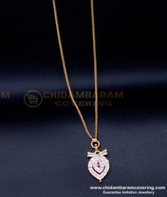 DLR284 - Impon Daily Wear White Stone Small Dollar Chain Design