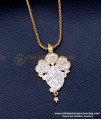DLR285 - Impon Simple White Stone Long Dollar Chain Gold Design