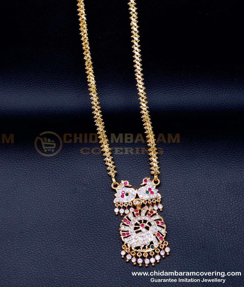 DLR286 - Attractive Peacock Model Ad Stone Dollar Chain Design