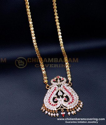 DLR287 - Latest Impon Stone Peacock Model Pendant Chain for Women