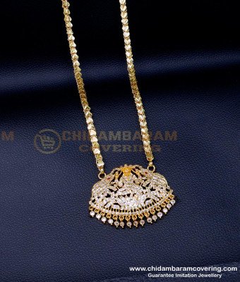 DLR291 - Traditional Full White Stone Impon Gajalakshmi Dollar Chain