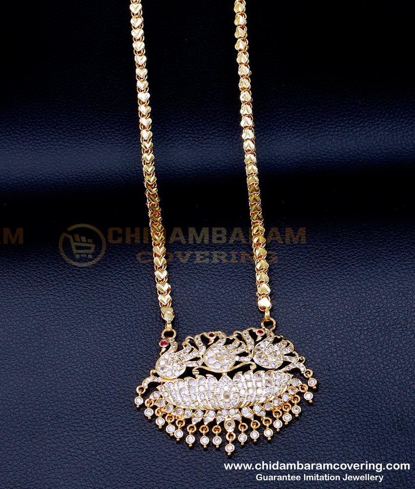 DLR292 - Unique Impon Gold Plated Swan Locket Chain Gold Model