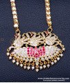 DLR293 - Beautiful White and Ruby Swan Pendant Gold Plated Chain