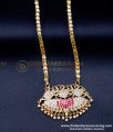DLR293 - Beautiful White and Ruby Swan Pendant Gold Plated Chain