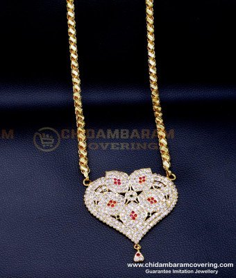 DLR294 - Bridal Wear Gold Design Big Impon Dollar with Long Chain