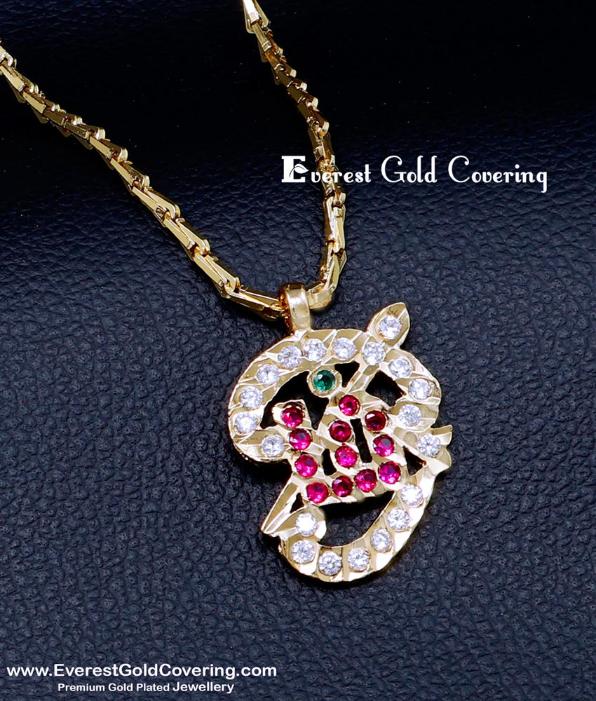 DLR298 - Impon Om Pendant Gold Design with Long Chain for Women