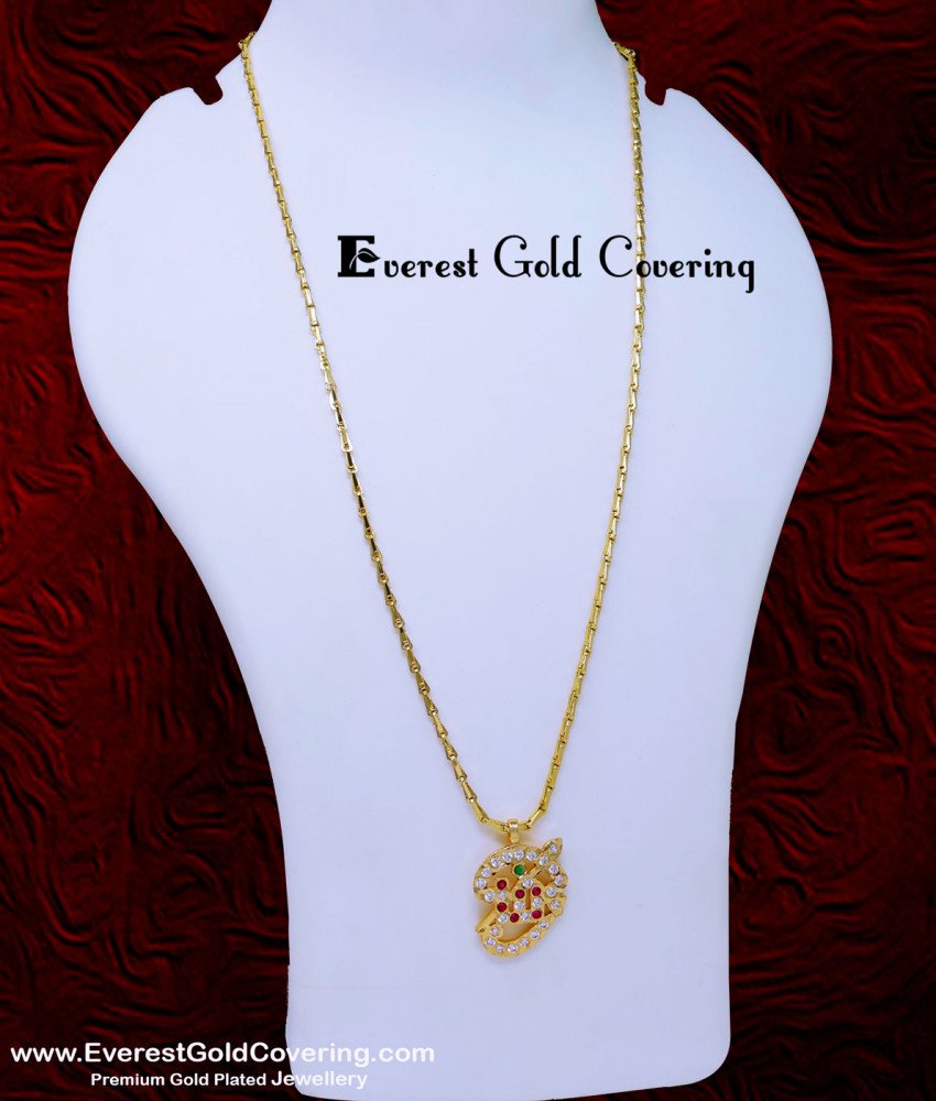 DLR298 - Impon Om Pendant Gold Design with Long Chain for Women