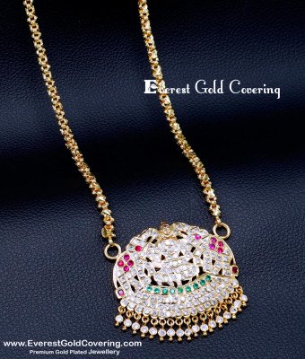 DLR300 - Impon Big Gajalakshmi Pendant Chain Design for Ladies