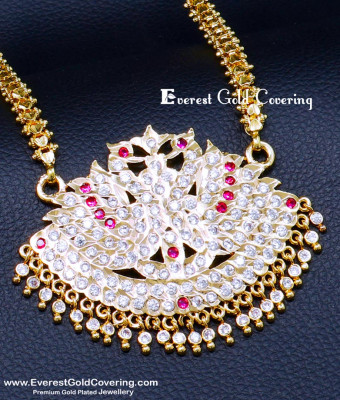 DLR302 - Attractive Big Impon Stone Swan Doller Chain Gold Design
