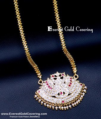 DLR302 - Attractive Big Impon Stone Swan Doller Chain Gold Design