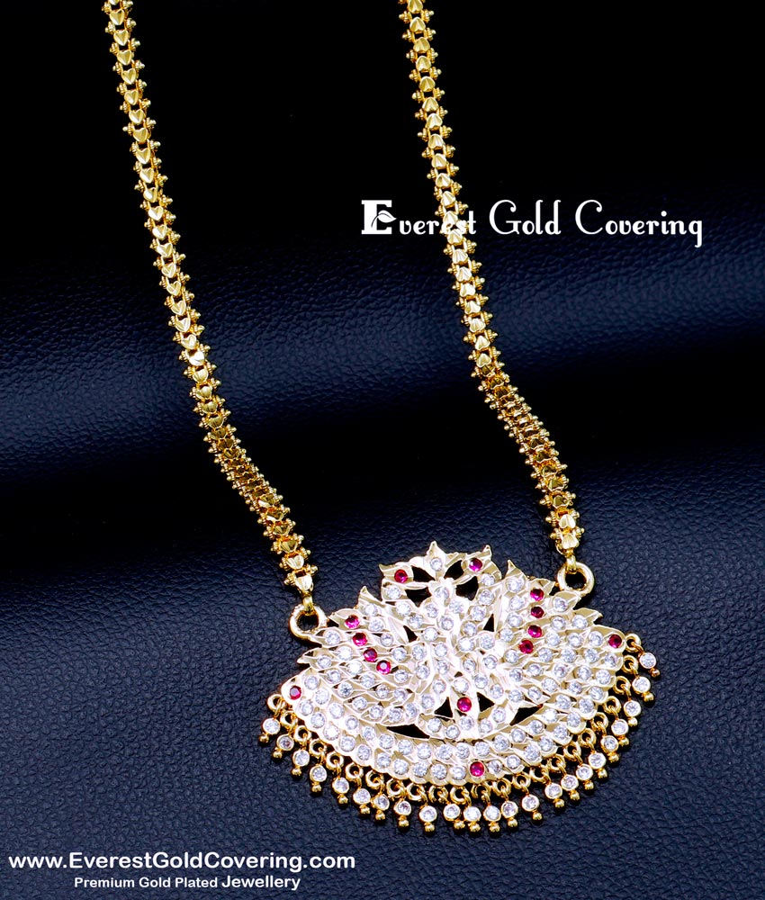 DLR302 - Attractive Big Impon Stone Swan Doller Chain Gold Design