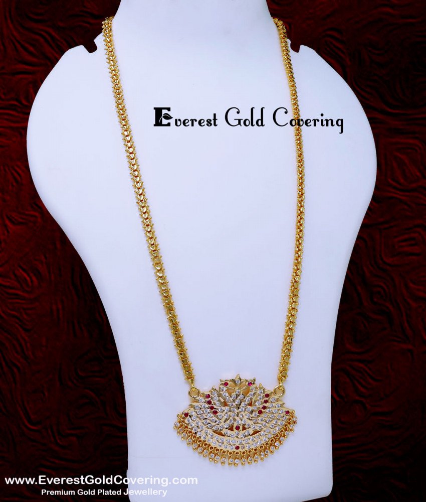 DLR302 - Attractive Big Impon Stone Swan Doller Chain Gold Design