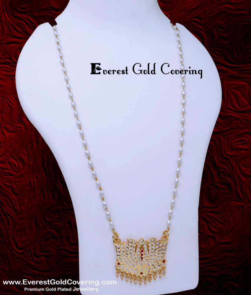 DLR304 - Traditional Lotus Pendant Gold Model with Long Chain