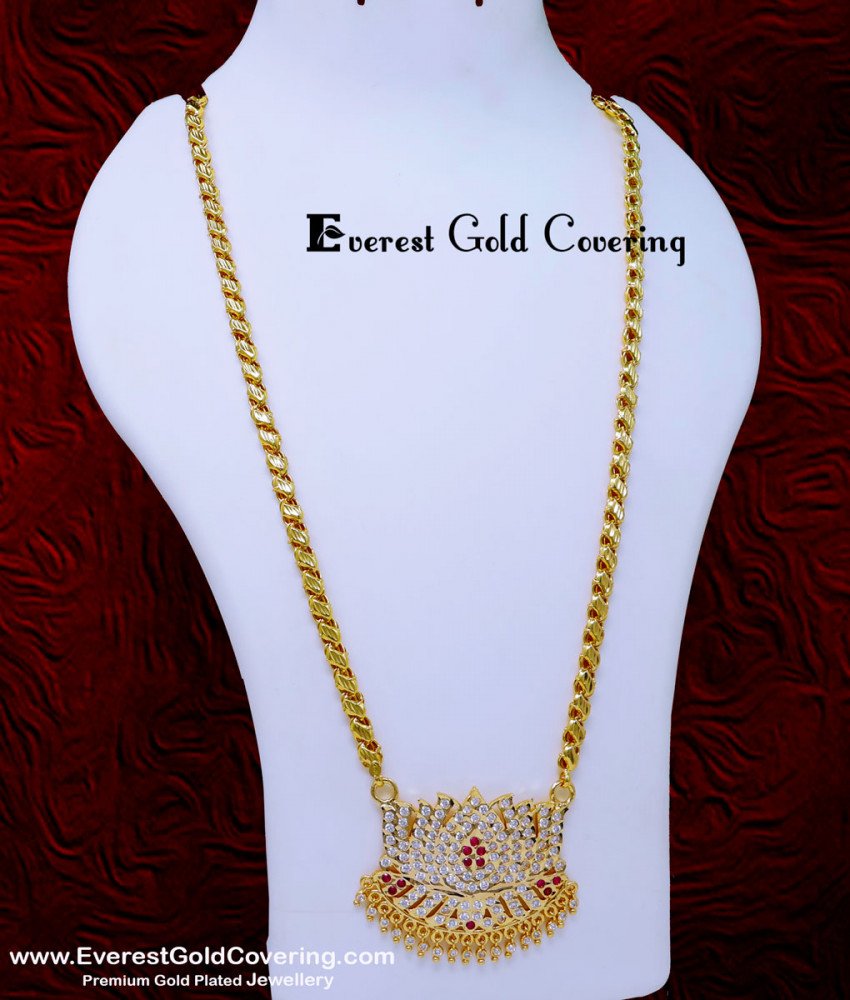 DLR305 - South Indian Impon Jewelry Lotus Dollar Chain for Women