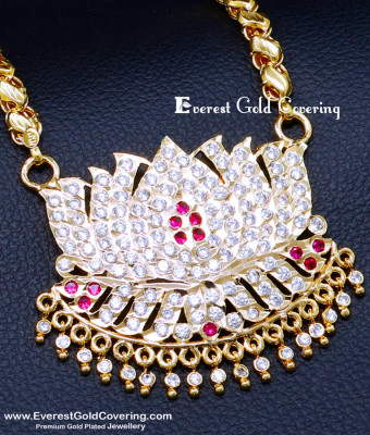 DLR305 - South Indian Impon Jewelry Lotus Dollar Chain for Women
