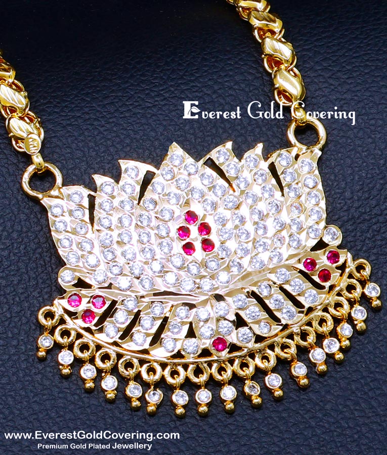DLR305 - South Indian Impon Jewelry Lotus Dollar Chain for Women