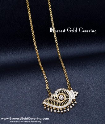 DLR312 – Trendy White Stone Sangu Pendant with Long Chain Online