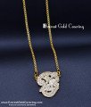 DLR314 - Impon Long Chain White Stone Om Dollar with Vel Design
