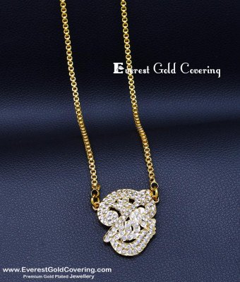 DLR314 - Impon Long Chain White Stone Om Dollar with Vel Design
