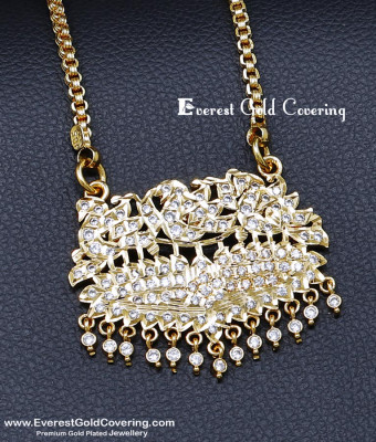 DLR318 - Unique Impon White Stone Swan Dollar Chain Gold Model