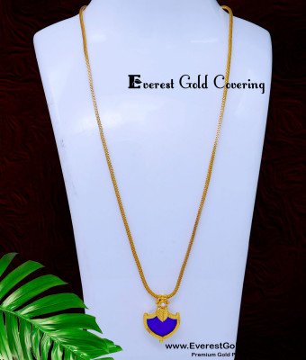 DCHN289 - Latest Chain with Single Palakka Pendant Gold Design