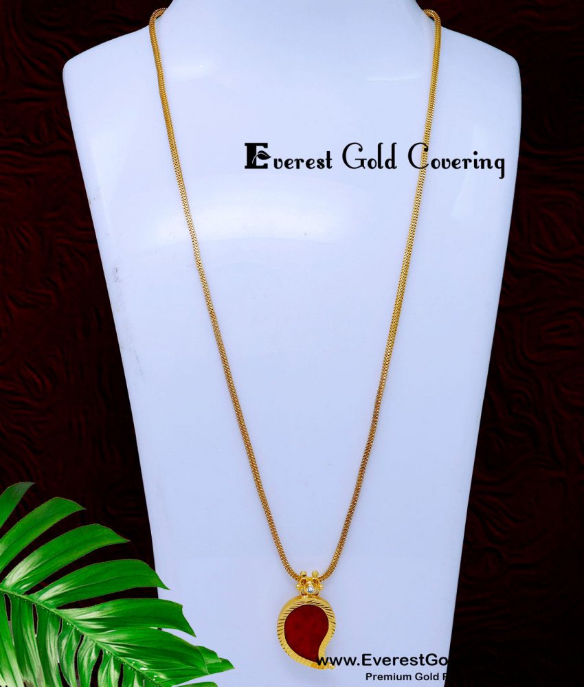DCHN291 - Traditional Big Red Palakka Manga Locket With Chain