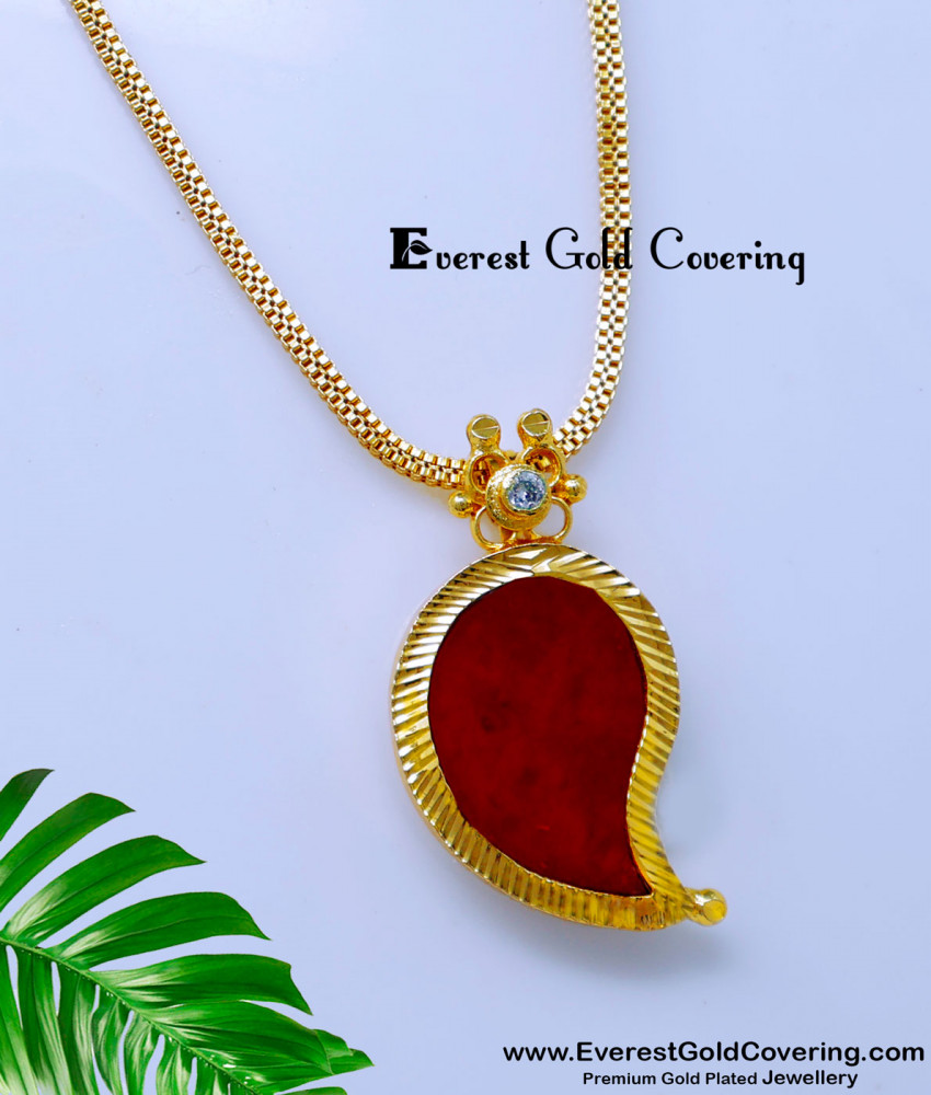 DCHN291 - Traditional Big Red Palakka Manga Locket With Chain