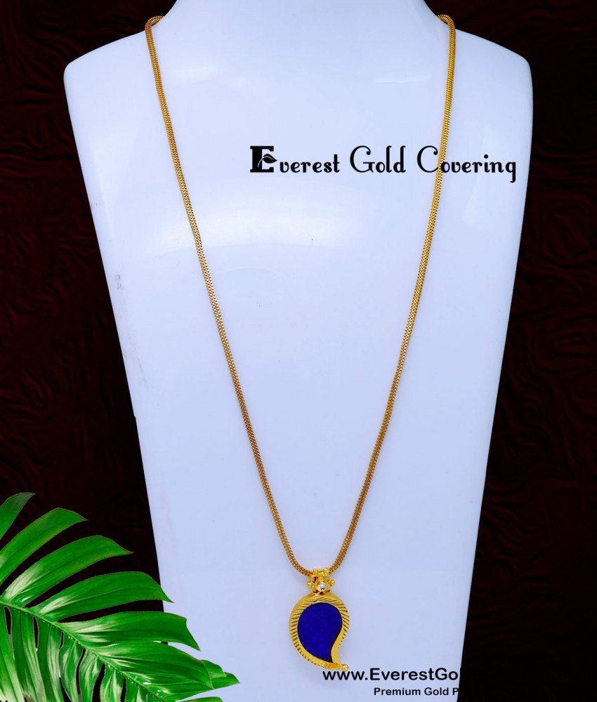 DCHN292 - 1 Gram Gold Chain with Single Palakka Manga Pendant