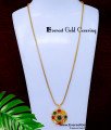 DCHN294 - Real Gold Pattern Navratna Pendant Design with Chain