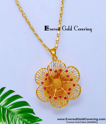 DCHN298 - Unique Flower Pendant with Long Chain for Women