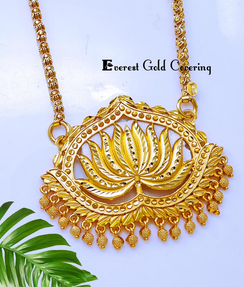 DCHN307 - Trendy Daily Use Lotus Pendant with Covering Long Chain