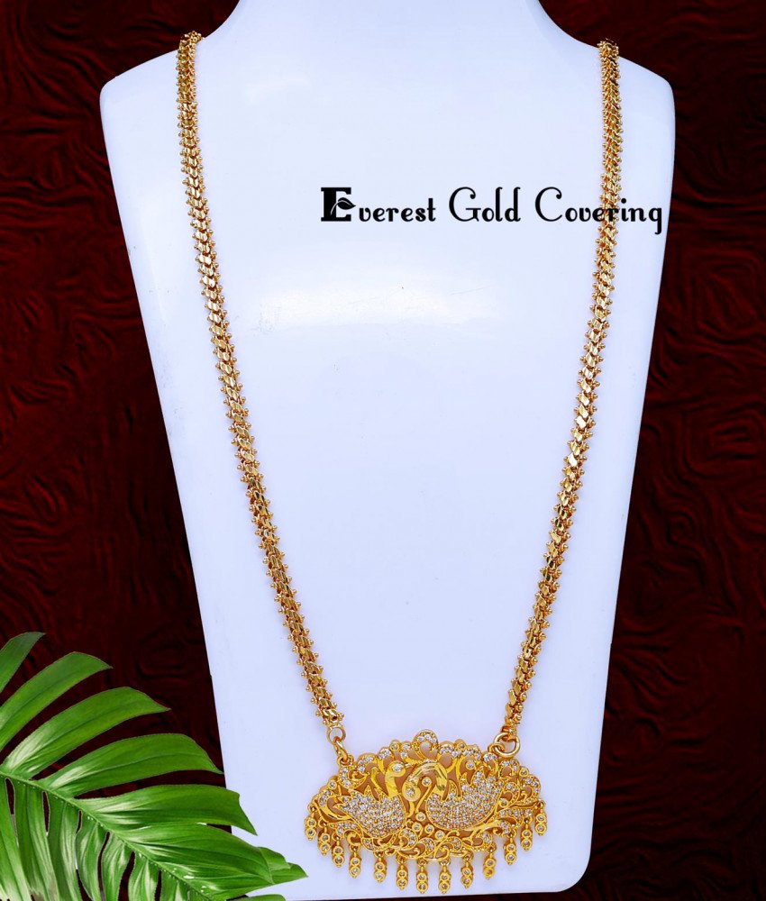 DCHN311 – 30 Beautiful peacock White Stone Dollar Chain Model for Ladies