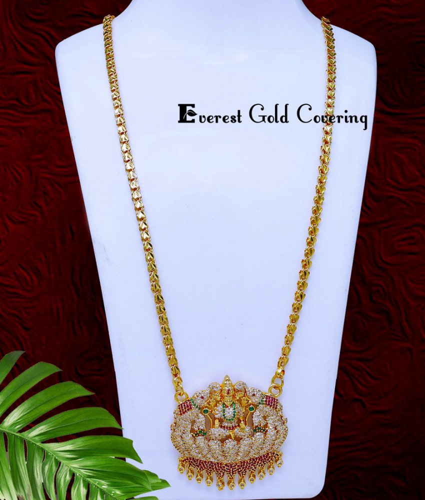 DCHN313 – 30 Inch Long Chain with First Quality Gajalakshmi Stone Pendant