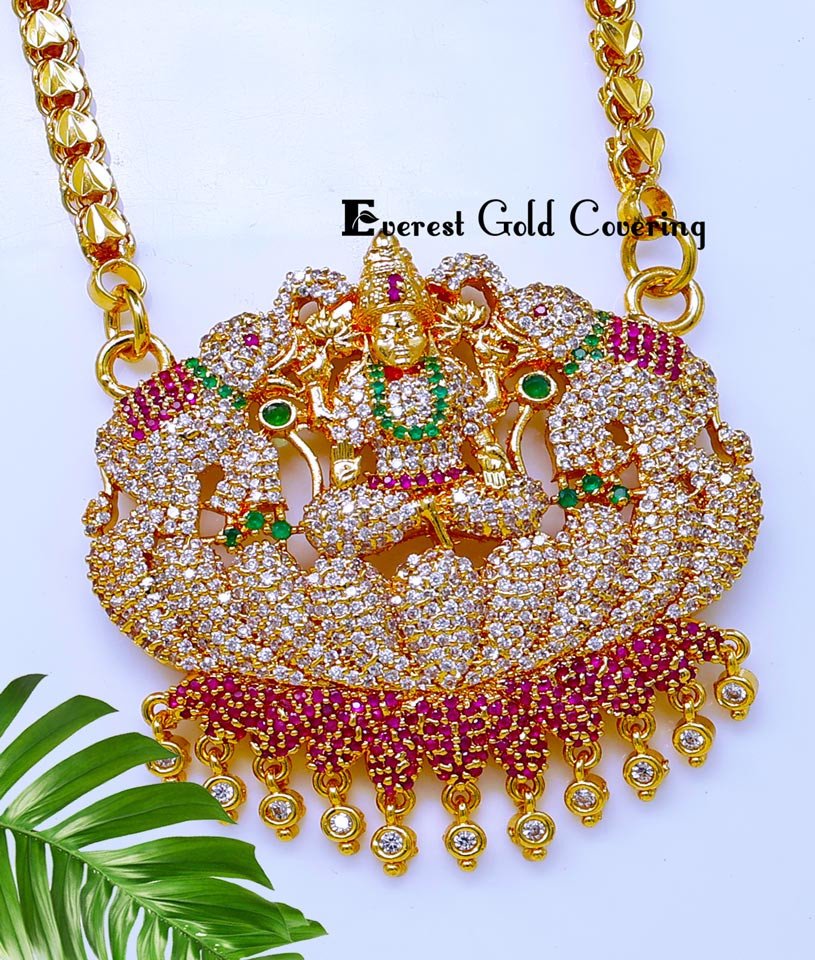 DCHN313 – 30 Inch Long Chain with First Quality Gajalakshmi Stone Pendant