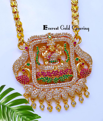 DCHN314 – 30 Inch Long Chain Latest Collection Full Stone Lakshmi Pendant
