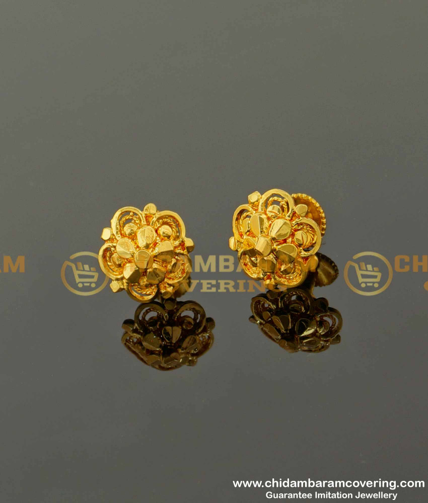 ERG090 – Traditional Five Petal Daily Wear Stud Designs Imitation Earrings
