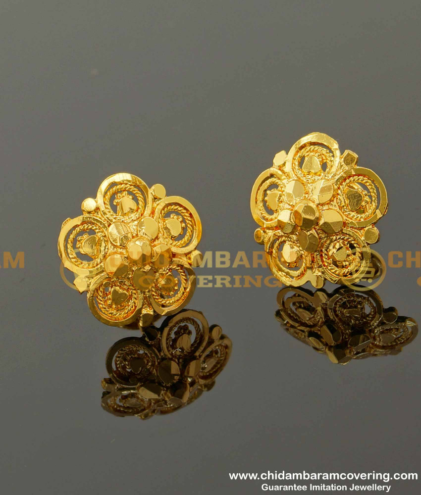 ERG097 – Traditional Big Size Five Petal Daily Wear Stud Designs Imitation Earrings