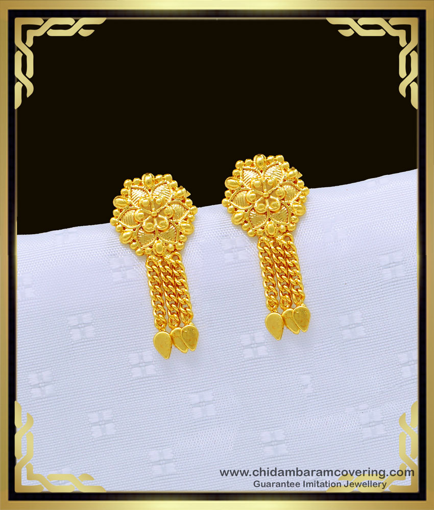 ERG1000 - South Indian Daily Wear Flower Design Small Earring Covering Thodu Designs 
