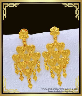 ERG1005 - Latest Heart Design Gold Plated Party Wear Earring Online