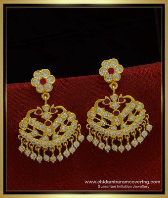 ERG1011 - Gold Inspired Traditional South Indian Stone Big Danglers Earring for Wedding