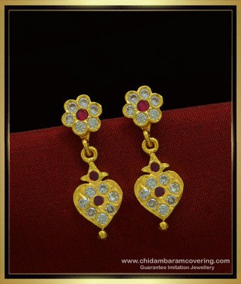 ERG1013 - Traditional Gold Design Stone Impon Kammal Design Five Metal Earrings 