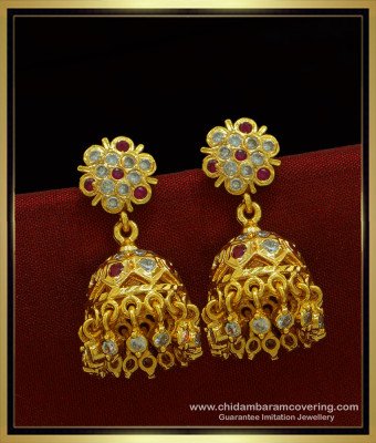 ERG1015 - Impon Earring Jimiki First Quality Guarantee Stone Jhumkas Online