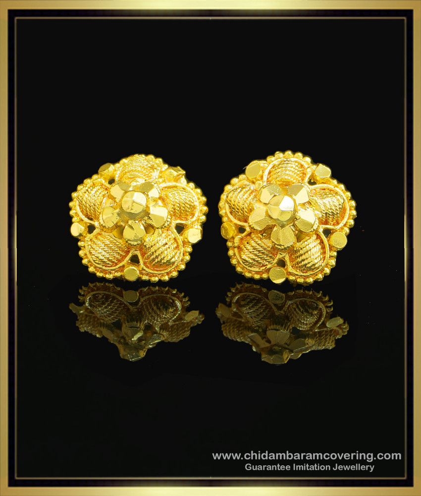 ERG1039 - Traditional Kerala Light Weight Ear Studs Gold Design Imitation Jewelry