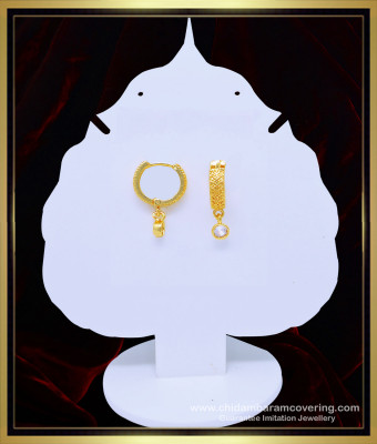 ERG1053 - One Gram Gold Single White Stone Gold Design Small Bali Earrings Buy Online